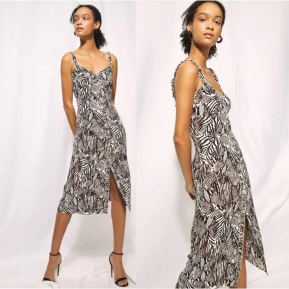 Aritzia Wilfred Heartthrob Printed Button-Front Midi Dress - Picture 1 of 8